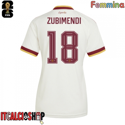 Spagna Martin Zubimendi #18 Seconda Maglia Femmina Mondiali 2026 Manica Corta